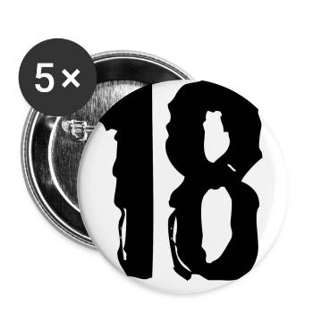 18 Zahl Trikot - Buttons groß 56 mm (5er Pack) - Weiß - Vorne
