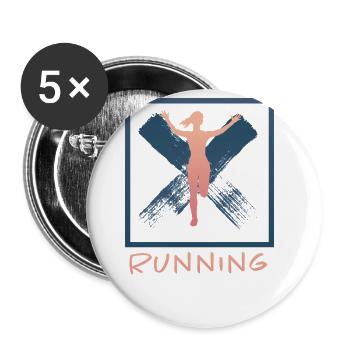 Grunge Marathon, Trail Running - Lot de 5 grands badges (56 mm) - blanc - Devant