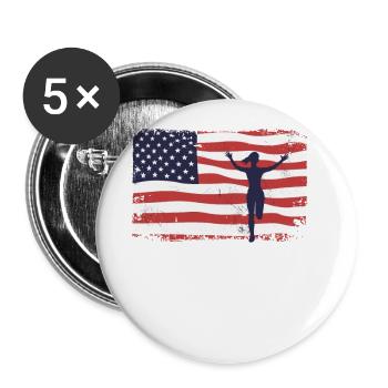 Amerikanische Fahne Marathon, Trailrunning - Buttons groß 56 mm (5er Pack) - Weiß - Vorne