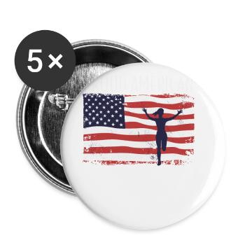 Amerikanische Fahne Marathon, Trailrunning - Buttons groß 56 mm (5er Pack) - Weiß - Vorne
