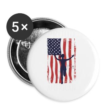 Amerikanische Fahne Marathon, Trailrunning - Buttons groß 56 mm (5er Pack) - Weiß - Vorne