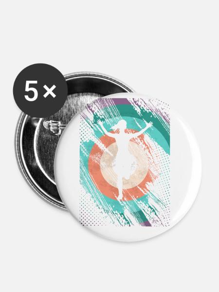Retro Marathon, Trailrunning - Buttons groß 56 mm (5er Pack) - Weiß