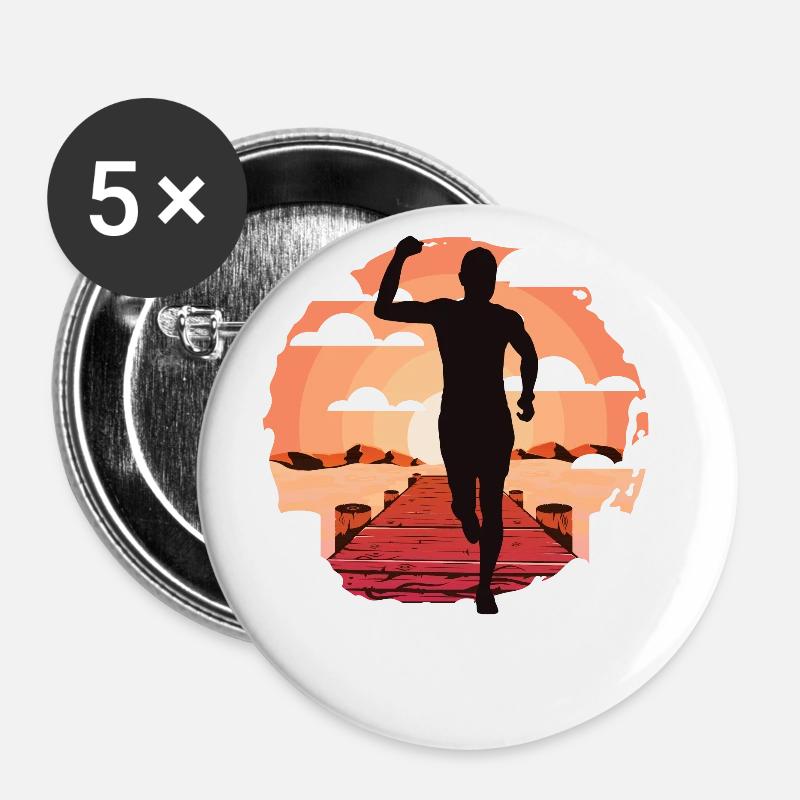 Marathon, Trailrunning Läufer - Buttons groß 56 mm (5er Pack) - Weiß