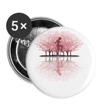 Saut à la corde en fleurs de cerisier japonais - Lot de 5 grands badges (56 mm) - blanc - Devant