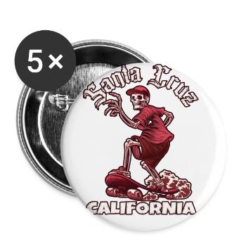 70er 80er In Der Kalifornischen Stadt Santa Cruz - Buttons groß 56 mm (5er Pack) - Weiß - Vorne