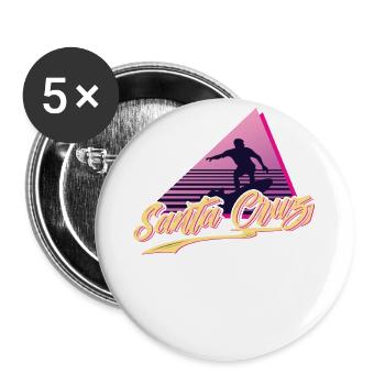 70er 80er In Der Kalifornischen Stadt Santa Cruz - Buttons groß 56 mm (5er Pack) - Weiß - Vorne