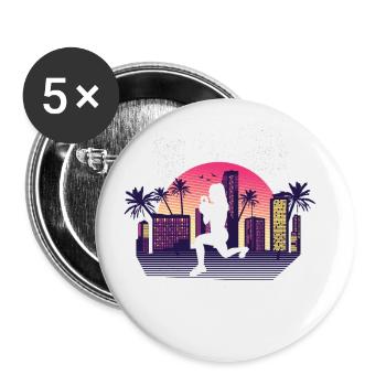 Kalifornien Palmen HIIT - Buttons groß 56 mm (5er Pack) - Weiß - Vorne