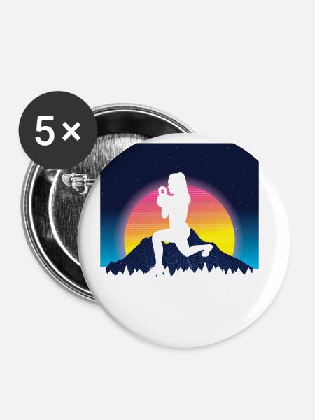 Vaporwave HIIT - Buttons groß 56 mm (5er Pack) - Weiß