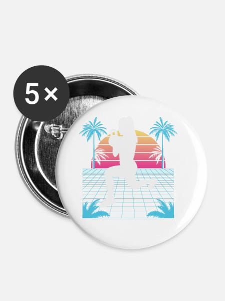 Vaporwave HIIT - Buttons groß 56 mm (5er Pack) - Weiß