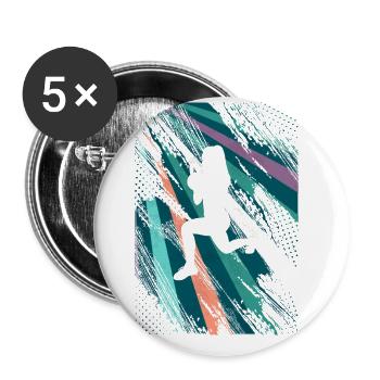 Retro HIIT - Buttons groß 56 mm (5er Pack) - Weiß - Vorne