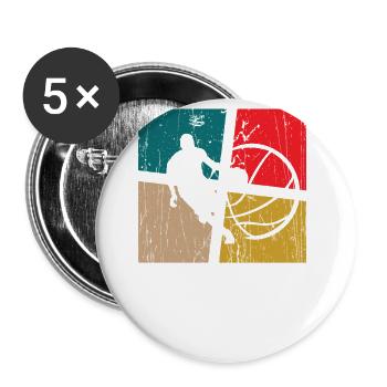 Ball Love Basketball Joueur d’équipe parfait - Lot de 5 grands badges (56 mm) - blanc - Devant