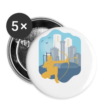 Flèche Skyline - Lot de 5 grands badges (56 mm) - blanc - Devant
