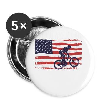 Amerikanische Fahne Downhill - Buttons groß 56 mm (5er Pack) - Weiß - Vorne