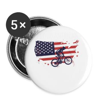 Amerikanische Fahne Downhill - Buttons groß 56 mm (5er Pack) - Weiß - Vorne