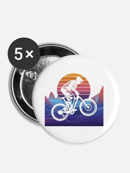 Vaporwave Downhill - Buttons groß 56 mm (5er Pack) - Weiß