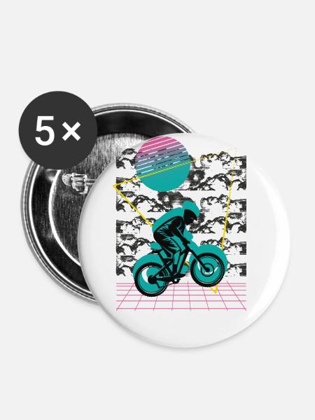 Vaporwave Downhill - Buttons groß 56 mm (5er Pack) - Weiß
