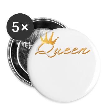 Super couronne de reine de camping - Lot de 5 grands badges (56 mm) - blanc - Devant