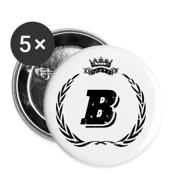 B Buchstabe Kranz - Buttons groß 56 mm (5er Pack) - Weiß - Vorne