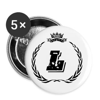 Couronne de lettre L - Lot de 5 grands badges (56 mm) - blanc - Devant