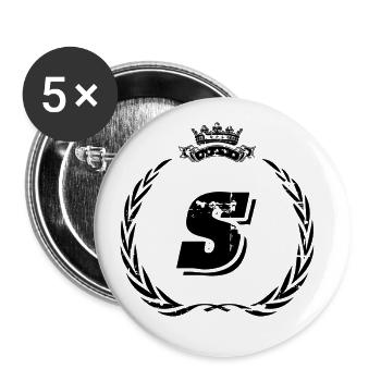 S Buchstabe Kranz - Buttons groß 56 mm (5er Pack) - Weiß - Vorne