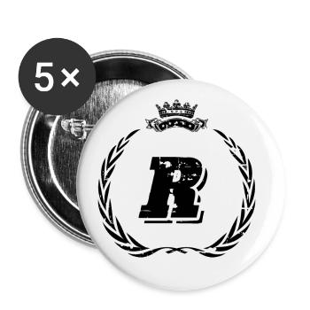 R Buchstabe Kranz - Buttons groß 56 mm (5er Pack) - Weiß - Vorne