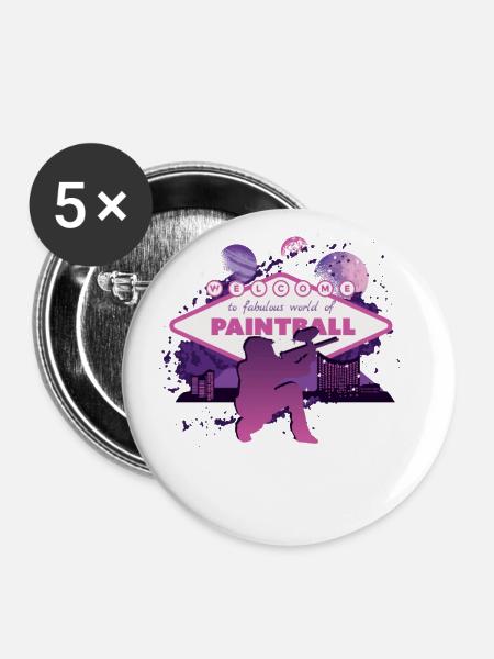 Fabelhafte Welt des Paintball - Buttons groß 56 mm (5er Pack) - Weiß