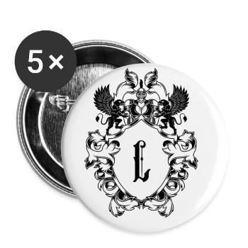 L Letter Coat of Arms - Buttons large 2.2''/56 mm (5-pack) - white - Front