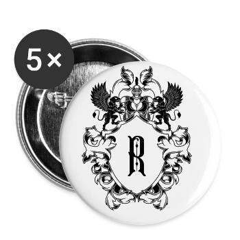 R Buchstabe Wappen - Buttons groß 56 mm (5er Pack) - Weiß - Vorne