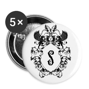 S Buchstabe Wappen - Buttons groß 56 mm (5er Pack) - Weiß - Vorne