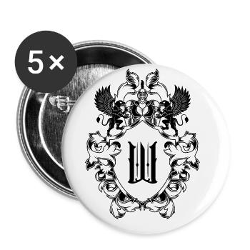 Armoiries de la lettre W - Lot de 5 grands badges (56 mm) - blanc - Devant