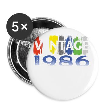 Vintage 1986 Retro Bitrthday Édition Limitée - Lot de 5 grands badges (56 mm) - blanc - Devant