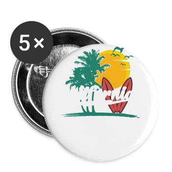 70er 80er In Der Kalifornischen Stadt Santa Cruz - Buttons groß 56 mm (5er Pack) - Weiß - Vorne