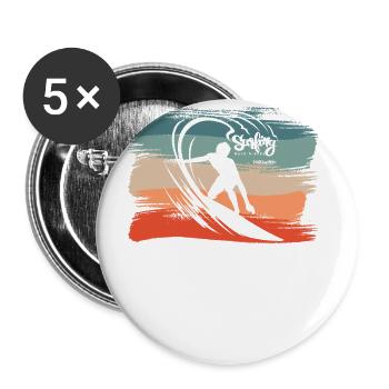Surfing Beach Surfer Board Surfing - Buttons large 2.2''/56 mm (5-pack) - white - Front
