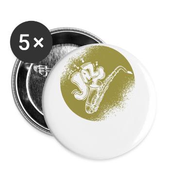 Musique Retro Blues Play Saxophone-jazz - Lot de 5 grands badges (56 mm) - blanc - Devant