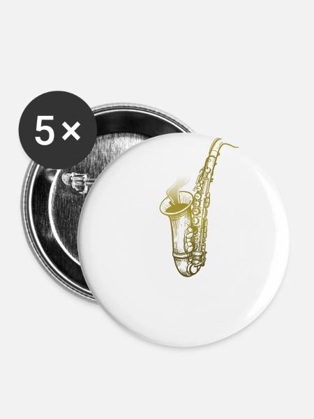 Music Retro Blues Play Saxophone-jazz - Buttons large 2.2''/56 mm (5-pack) - white