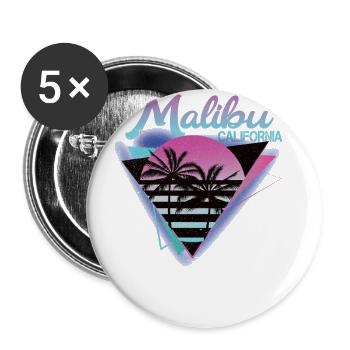 70er 80er In Der Kalifornischen Stadt Malibu - Buttons groß 56 mm (5er Pack) - Weiß - Vorne