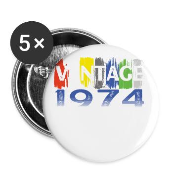 Vintage 1974 Retro Bitrthday Limited Edition - Buttons large 2.2''/56 mm (5-pack) - white - Front