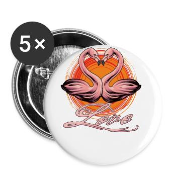 Les flamants roses adorent une bonne Saint-Valentin - Lot de 5 grands badges (56 mm) - blanc - Devant