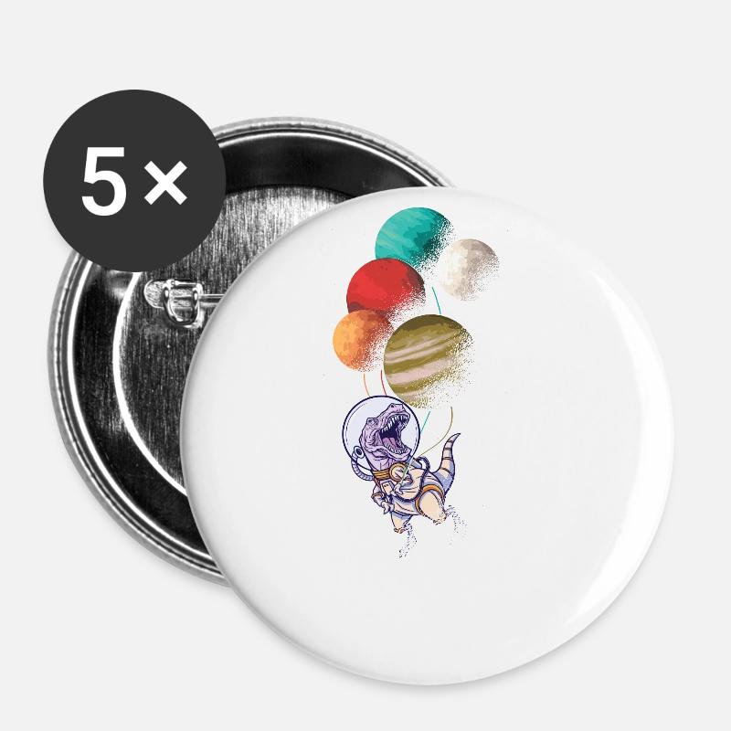 Dino Daddysaurus three Rex T Rex dinosaurs in the - Buttons large 2.2''/56 mm (5-pack) - white