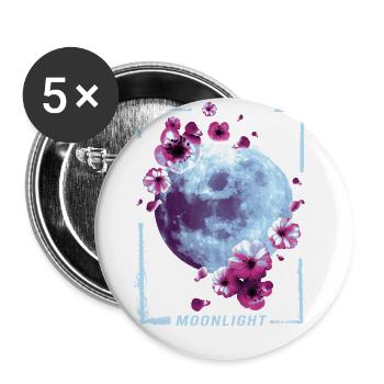 Mondschein Japanische Malerei Retro-grafik - Buttons groß 56 mm (5er Pack) - Weiß - Vorne