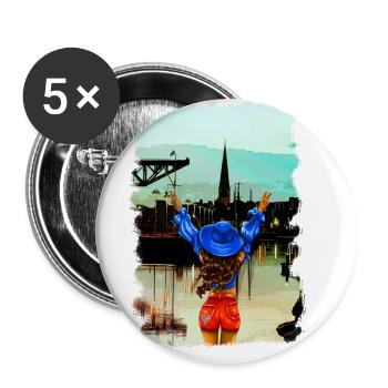 Rostock Stadthafen Illustration - Buttons groß 56 mm (5er Pack) - Weiß - Vorne