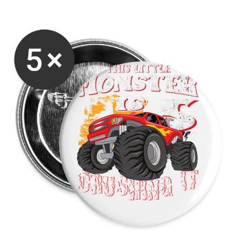 5. Geburtstag Scherzt Diesen Kleinen Monstertruck - Buttons groß 56 mm (5er Pack) - Weiß - Vorne