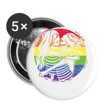 Lesben Gay Pride Bisexuell - Buttons groß 56 mm (5er Pack) - Weiß - Vorne