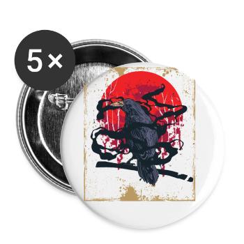 Gothic Skull-Red Moon-Black Crow - Buttons large 2.2''/56 mm (5-pack) - white - Front