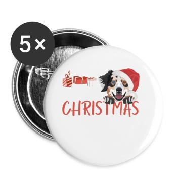 Australian Shepherd Merry Christmas - Buttons large 2.2''/56 mm (5-pack) - white - Front