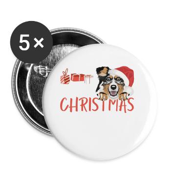 Australian Shepherd Merry Christmas - Buttons large 2.2''/56 mm (5-pack) - white - Front