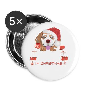 Beagle Weihnachtsmarkt - Buttons groß 56 mm (5er Pack) - Weiß - Vorne
