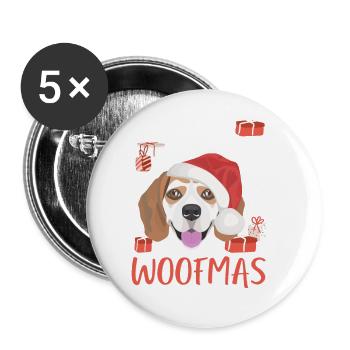 Beagle Frohe Weihnachten - Buttons groß 56 mm (5er Pack) - Weiß - Vorne
