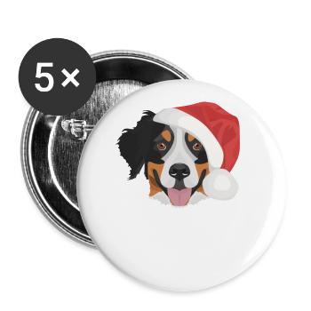 Bouvier Bernois Joyeux Noël - Lot de 5 grands badges (56 mm) - blanc - Devant