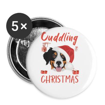 Bouvier Bernois Joyeux Noël - Lot de 5 grands badges (56 mm) - blanc - Devant